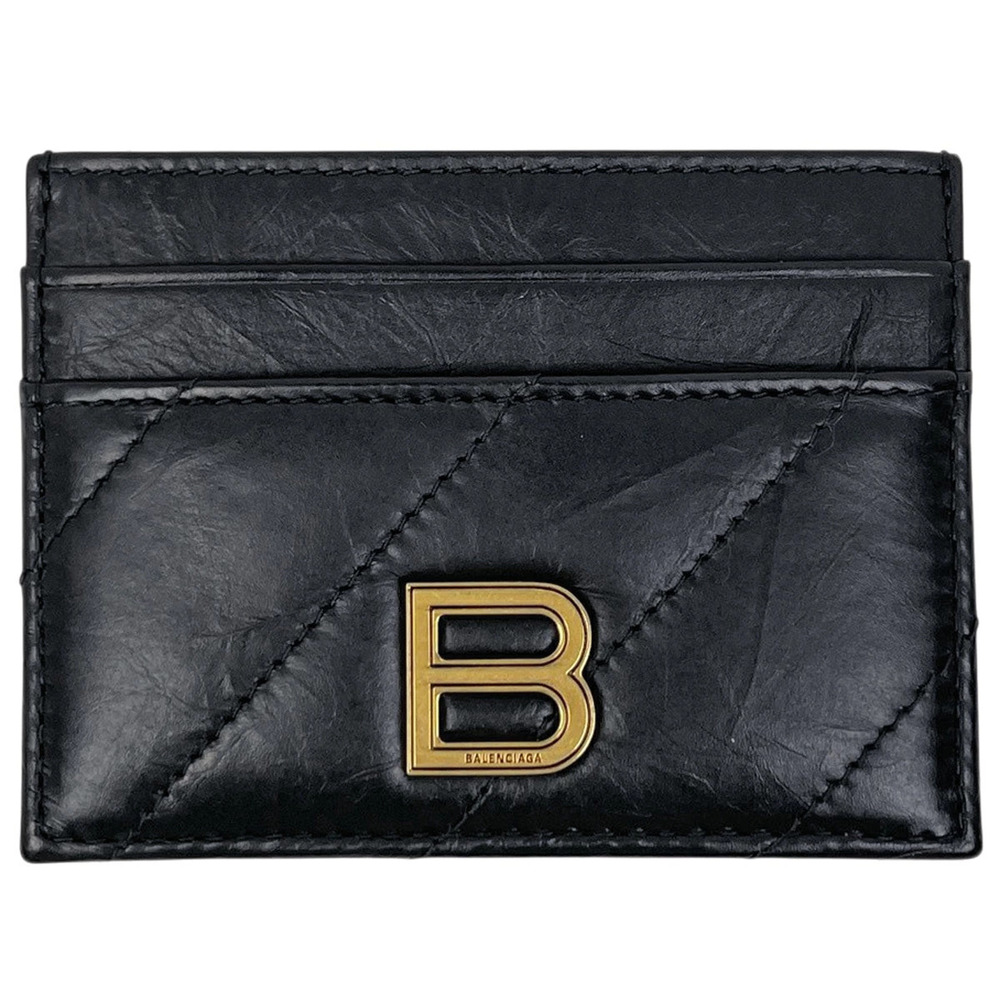 Balenciaga Crush Card Quilted Business Case Leather Black